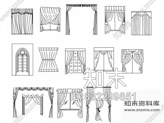图块/节点各式风格窗帘CAD图块下载cad施工图下载【ID:832299851】