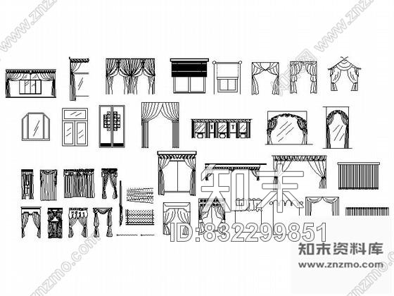 图块/节点各式风格窗帘CAD图块下载cad施工图下载【ID:832299851】