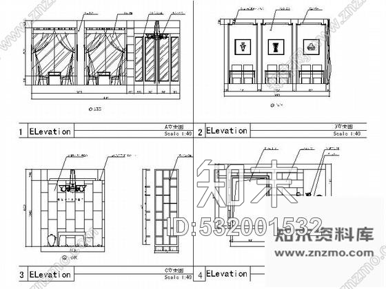 施工图现代时尚餐厅室内设计装修图含效果cad施工图下载【ID:532001532】