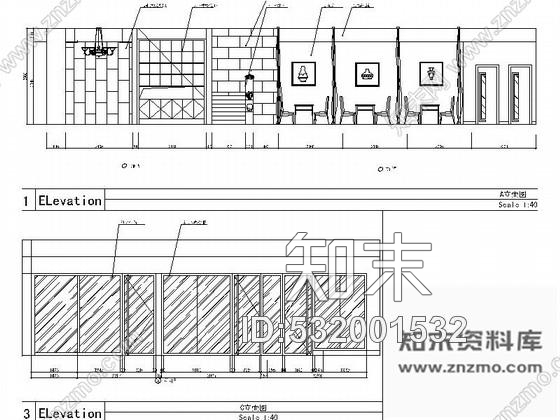 施工图现代时尚餐厅室内设计装修图含效果cad施工图下载【ID:532001532】