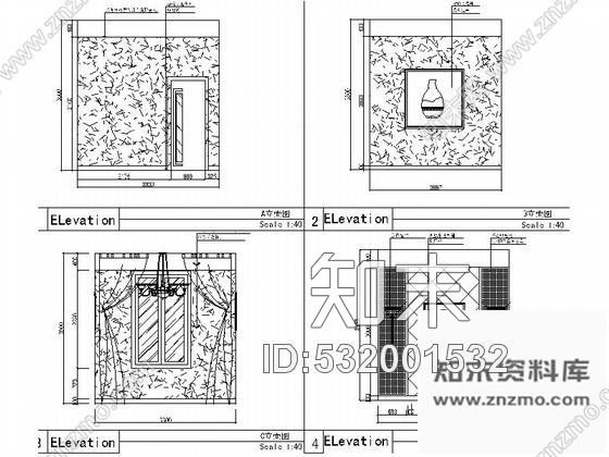 施工图现代时尚餐厅室内设计装修图含效果cad施工图下载【ID:532001532】