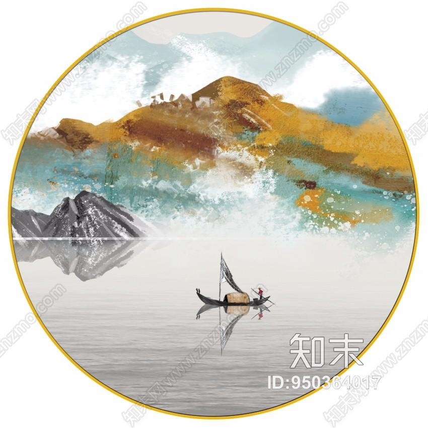 原创新中式水墨山水画贴图下载【id:950364017】