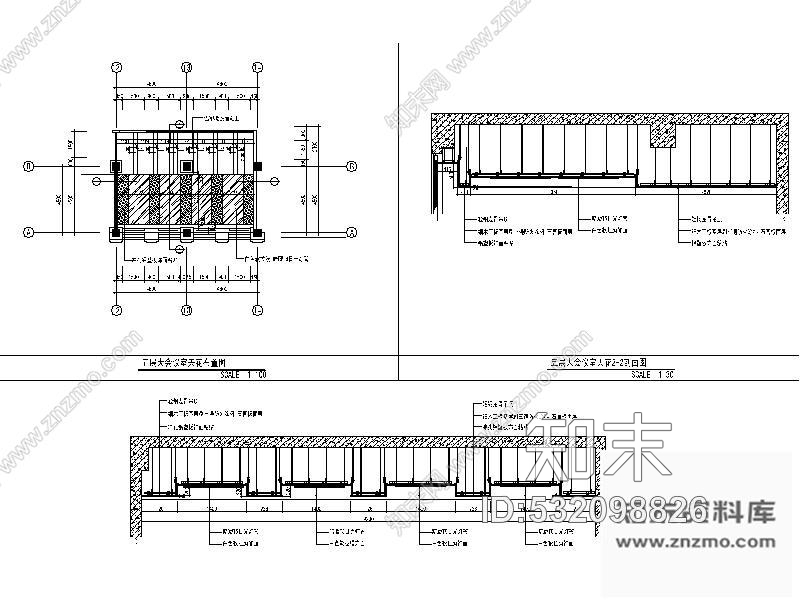 施工图会议室空间施工图Bcad施工图下载【ID:532098826】