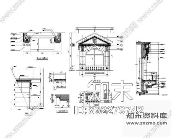 图块/节点欧式建筑窗详图cad施工图下载【ID:832279742】