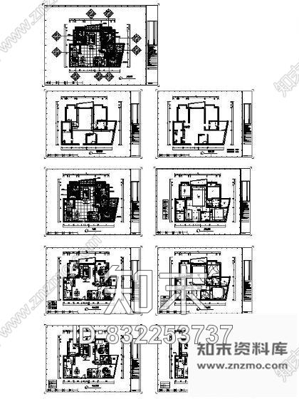 图块/节点上海某三居室装修平面图cad施工图下载【ID:832253737】