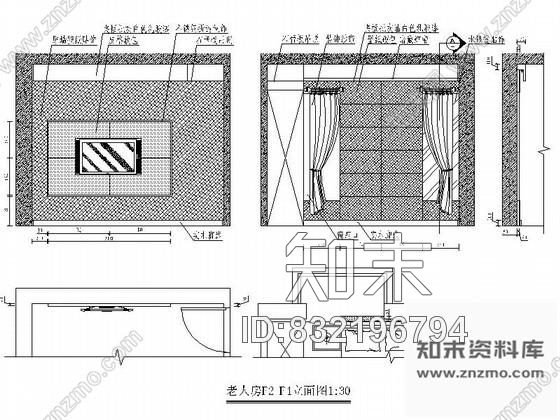 图块/节点精装老人房立面图cad施工图下载【ID:832196794】