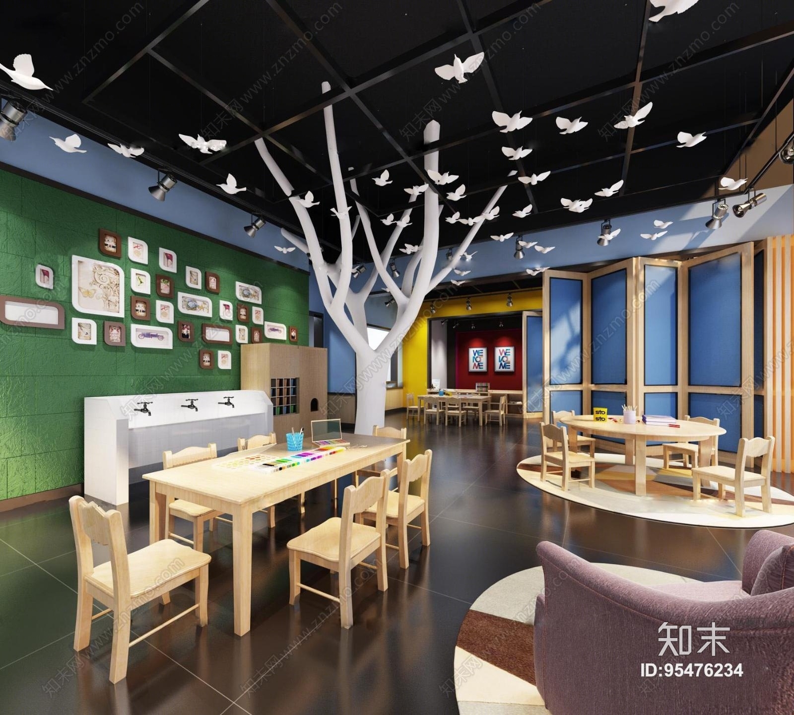 现代幼儿园美术室3d模型3d模型下载