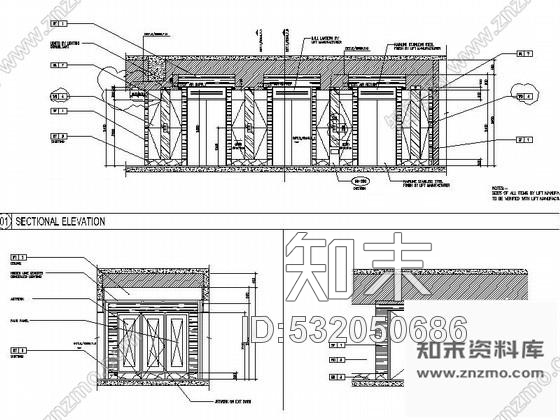 施工图广州某国际酒店电梯厅装修图cad施工图下载【ID:532050686】