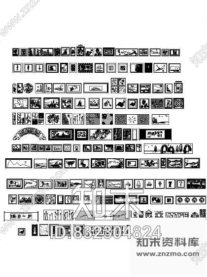图块/节点装饰画图块全集cad施工图下载【ID:832304824】