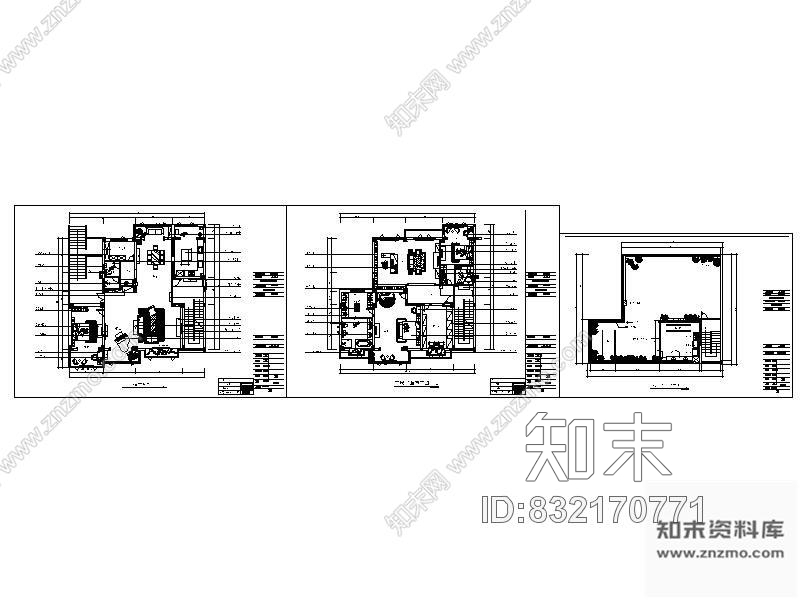 图块/节点三层别墅平面图施工图下载【ID:832170771】