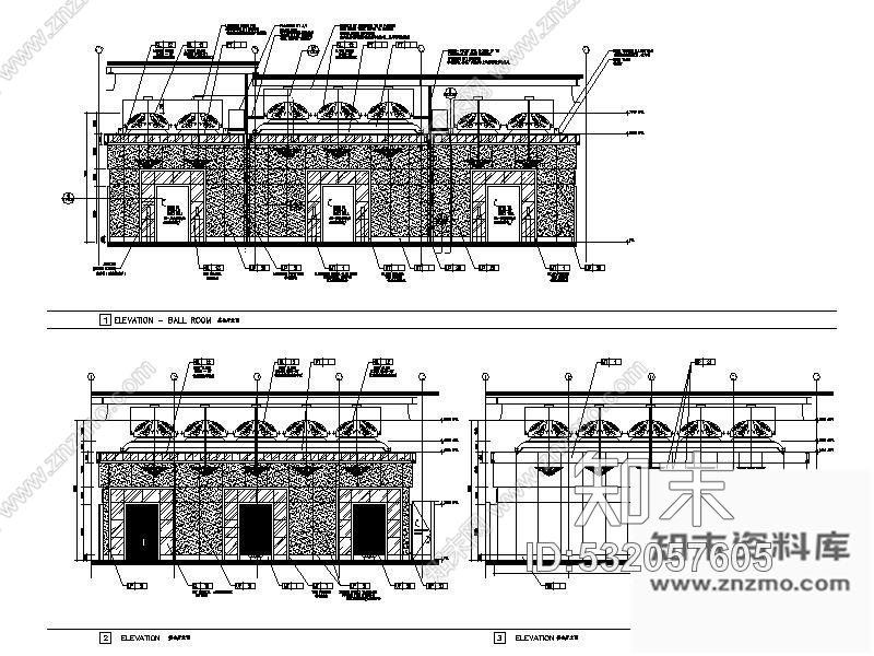 施工图北京某饭店宴会厅室内装修图cad施工图下载【ID:532057605】