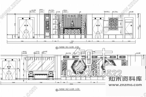 施工图古雅幽静中式风格茶馆室内施工图cad施工图下载【ID:532015522】