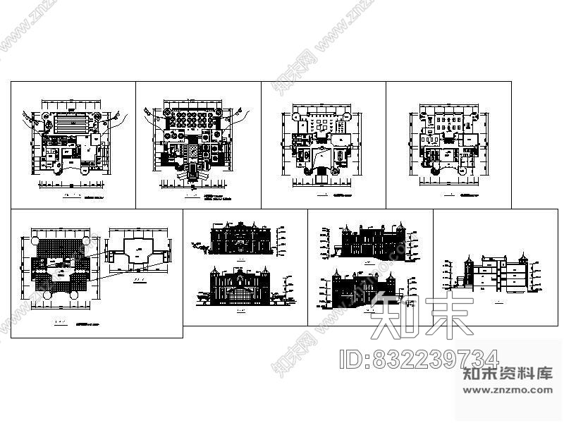 图块/节点休闲会所平面图cad施工图下载【ID:832239734】