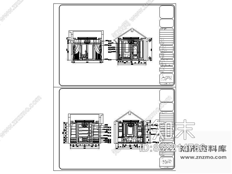 图块/节点欧式别墅书房立面图cad施工图下载【ID:832214786】