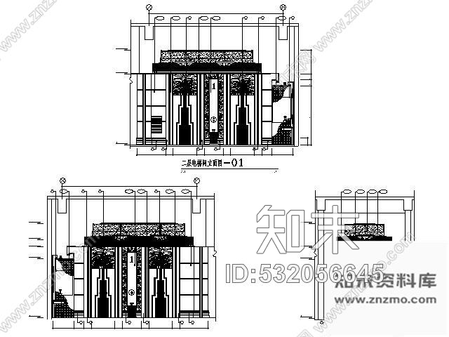 施工图涉外三星级酒店电梯厅施工图cad施工图下载【ID:532056645】