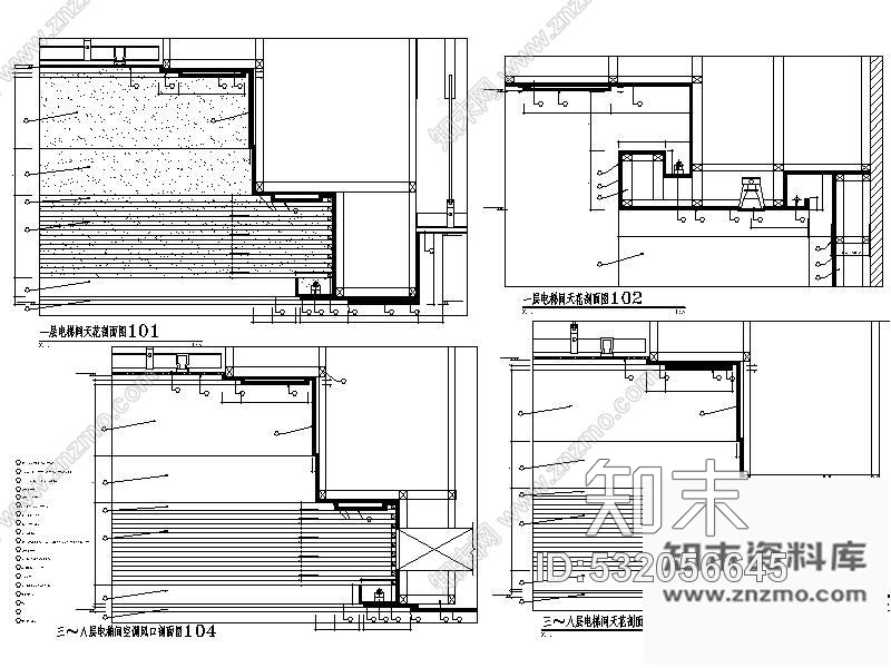 施工图涉外三星级酒店电梯厅施工图cad施工图下载【ID:532056645】