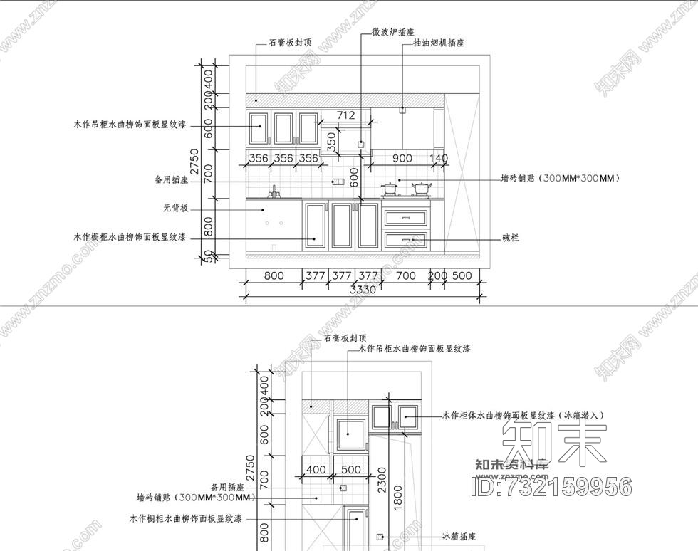 新中式风格130平方3房2厅室内装修施工图含实景施工图下载【ID:732159956】