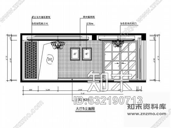 图块/节点温州某简约四居室客厅立面图cad施工图下载【ID:832190713】