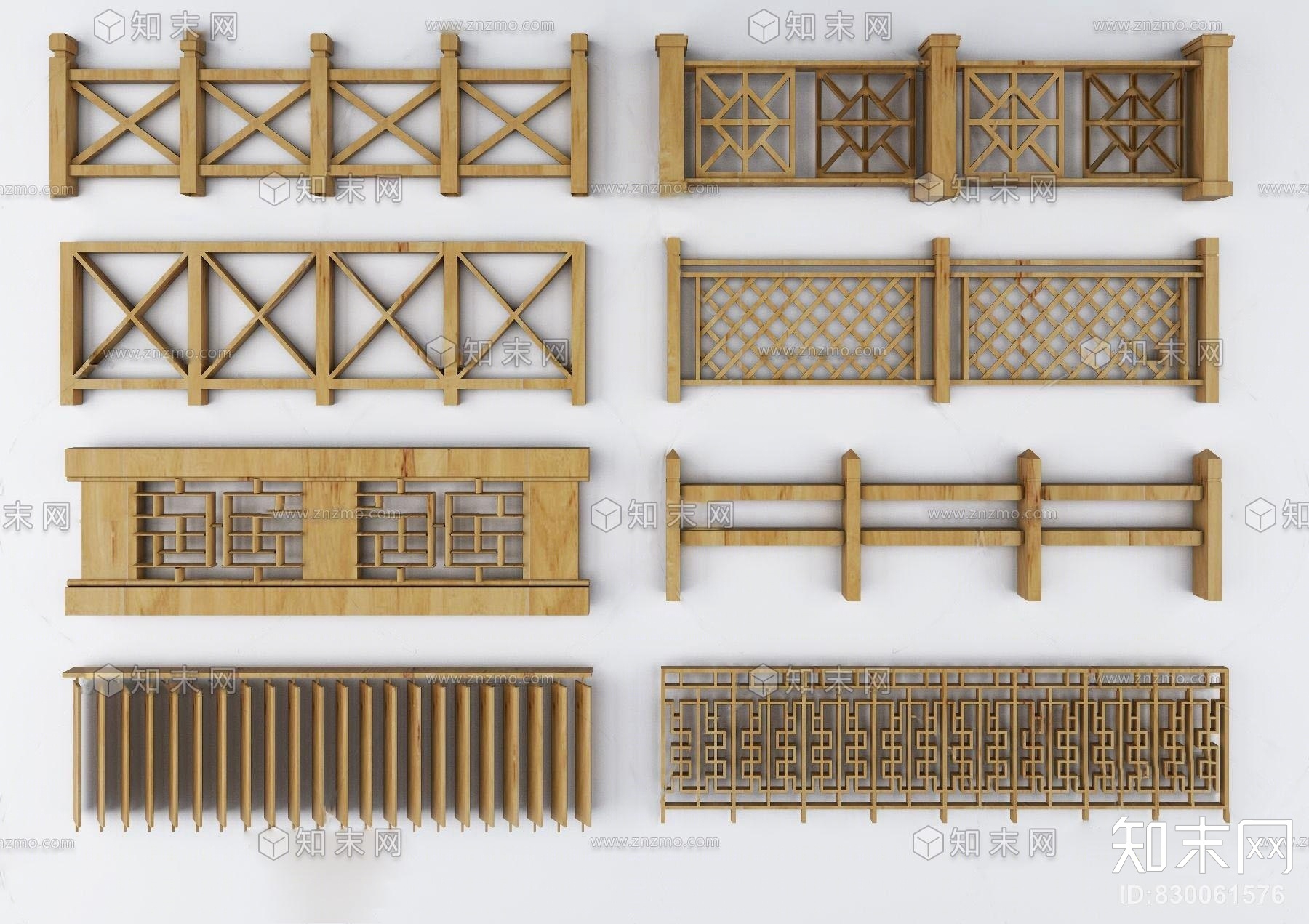 中式实木栏杆护栏3d模型贴图贴图下载_中式实木栏杆护栏3d模型贴图