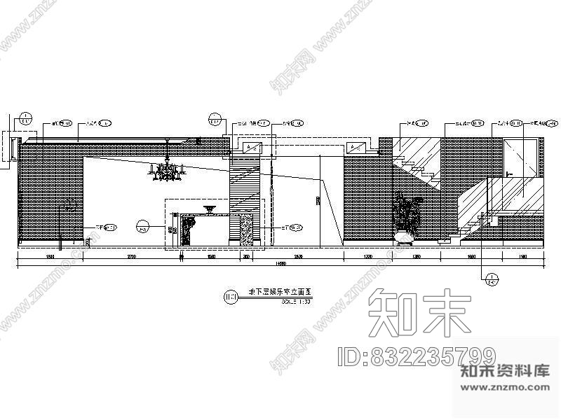 图块/节点别墅地下娱乐室立面图cad施工图下载【ID:832235799】