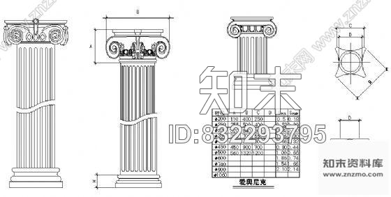 图块/节点西式柱详图cad施工图下载【ID:832293795】
