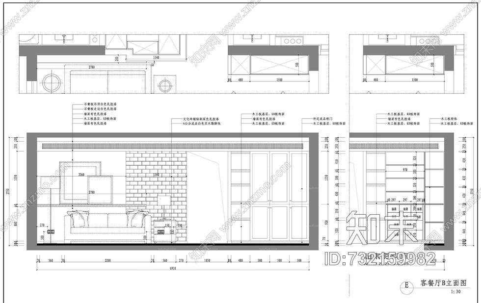 120平方三房2厅色泽鲜艳现代室内装修施工图含完工照片cad施工图下载【ID:732159982】