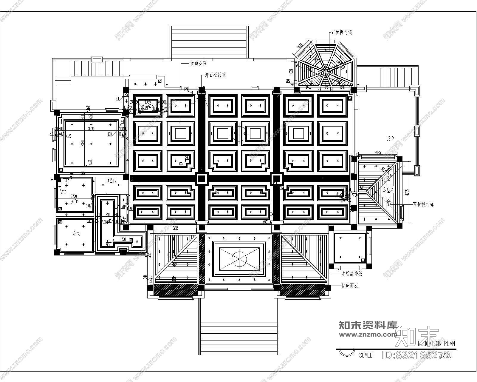 简阳售楼部美式风格室内装修全套CAD施工图及效果图施工图下载【ID:832165272】