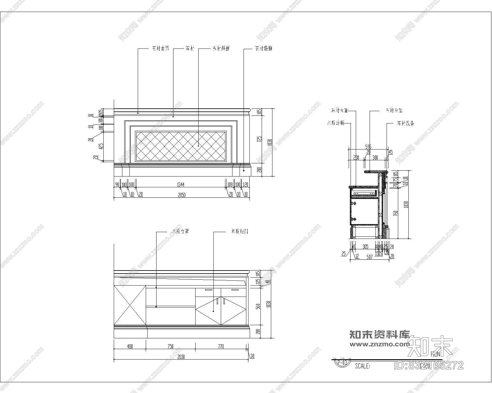 简阳售楼部美式风格室内装修全套CAD施工图及效果图施工图下载【ID:832165272】