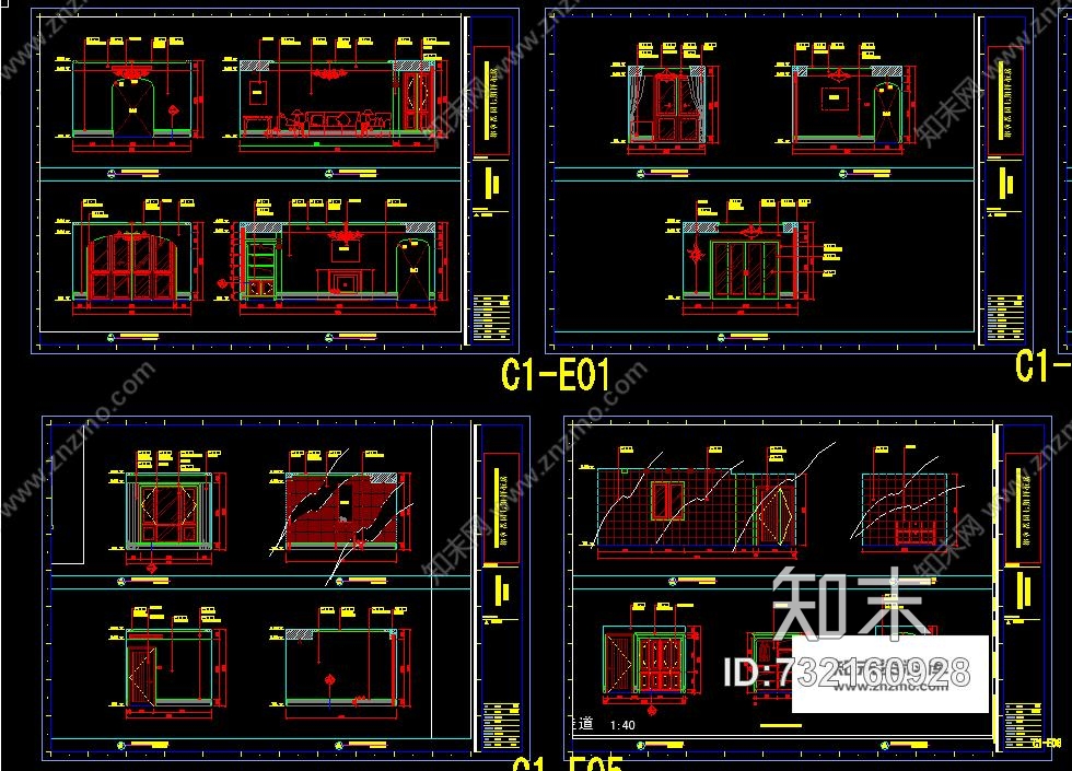 金螳螂--都市花园七期200平方3房样板房室内装修施工图cad施工图下载【ID:732160928】