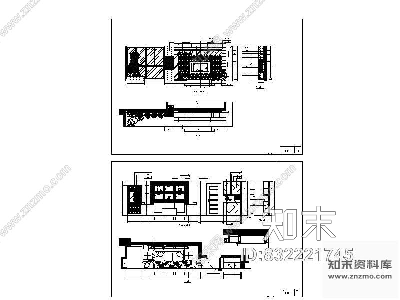 图块/节点客厅立面图施工图下载【ID:832221745】