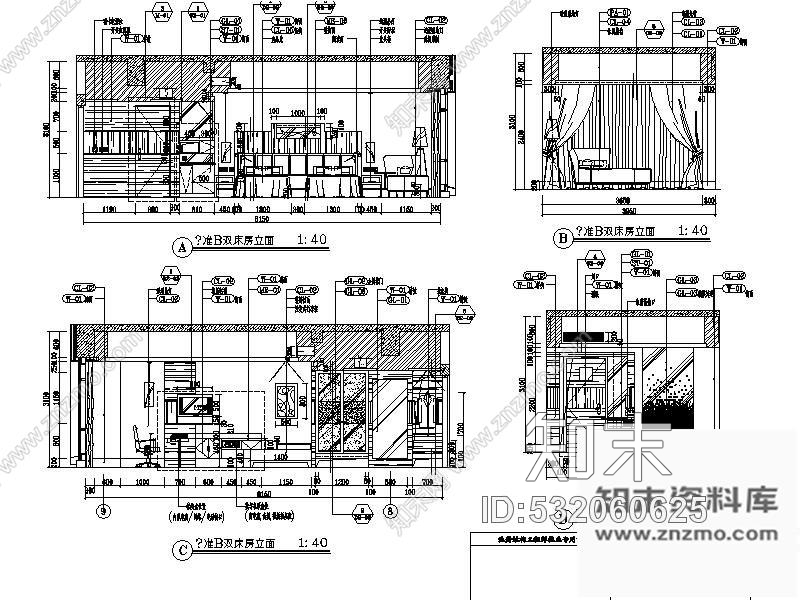 施工图上海某四星大酒店装修图(含效果)cad施工图下载【ID:532060625】