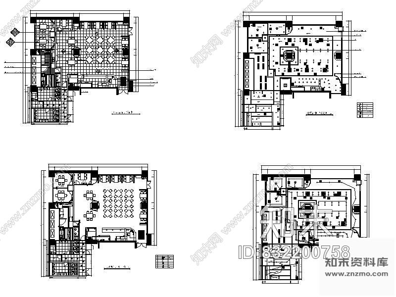 图块/节点西餐厅平面图cad施工图下载【ID:832200758】