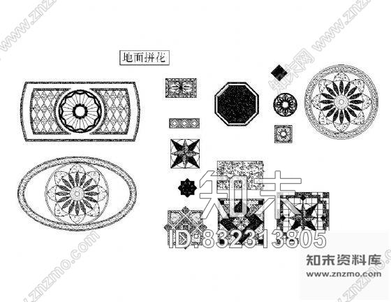 图块/节点地面拼花图块集施工图下载【ID:832313805】