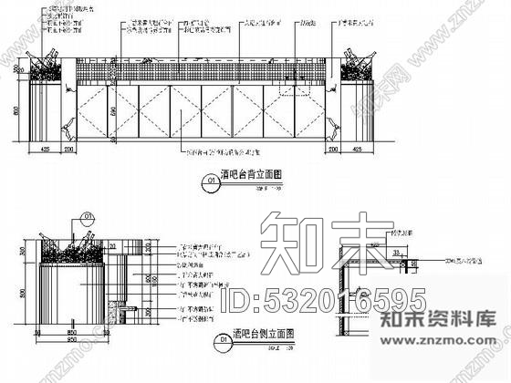 施工图南京时尚酒店内酒吧装修图cad施工图下载【ID:532016595】