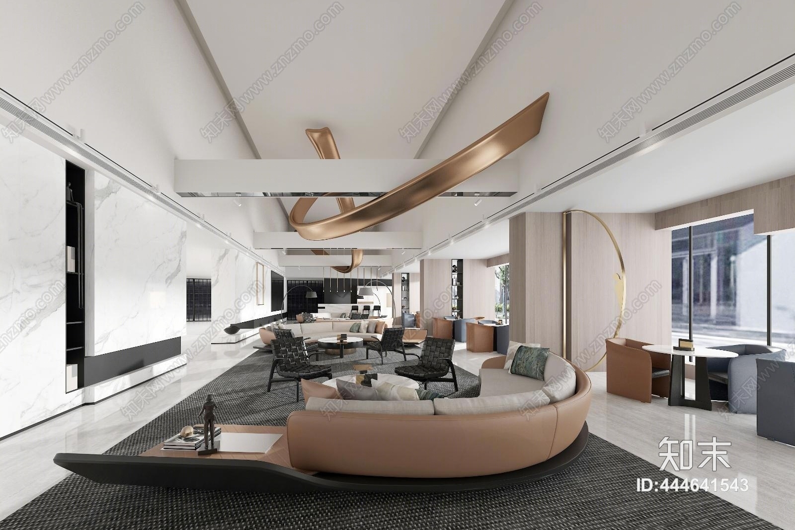 现代售楼处售楼处洽谈区3d模型下载
