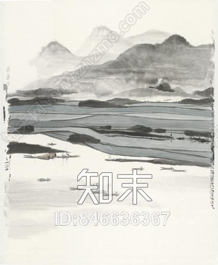中式水墨装饰画挂画壁画贴图下载