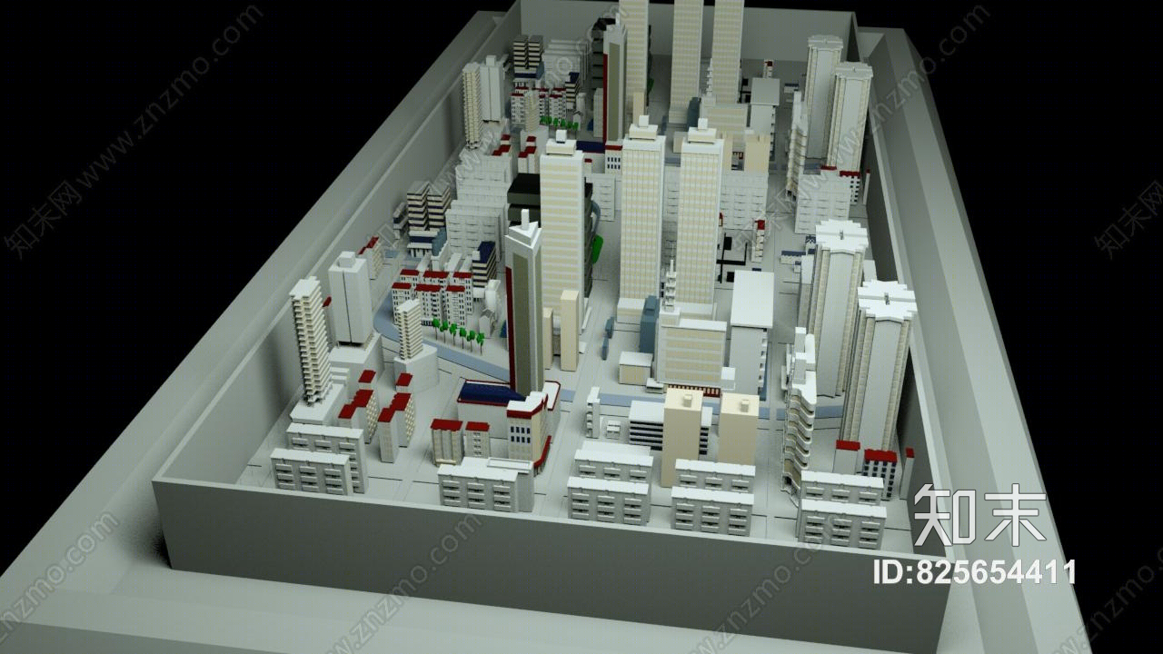 现代沙盘模型3d模型下载【id:825654411】