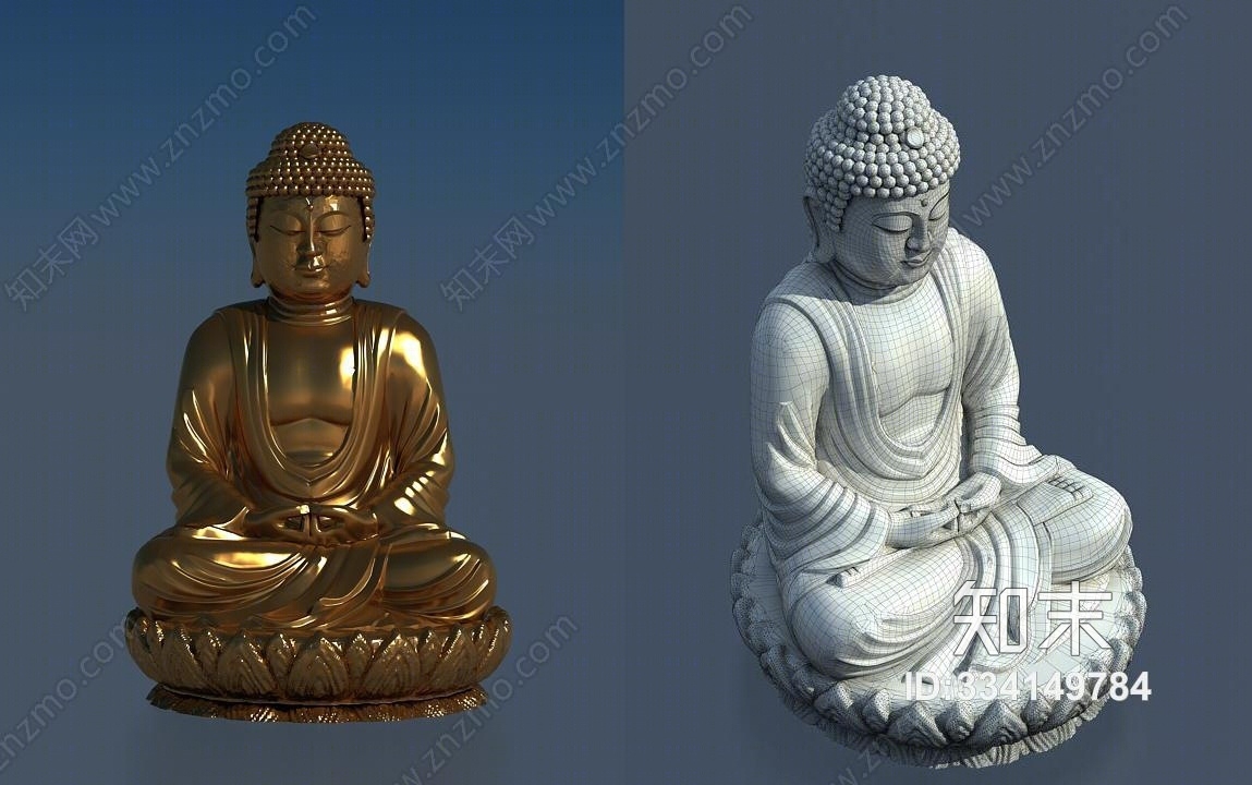 中式佛像雕塑模型3d模型下载
