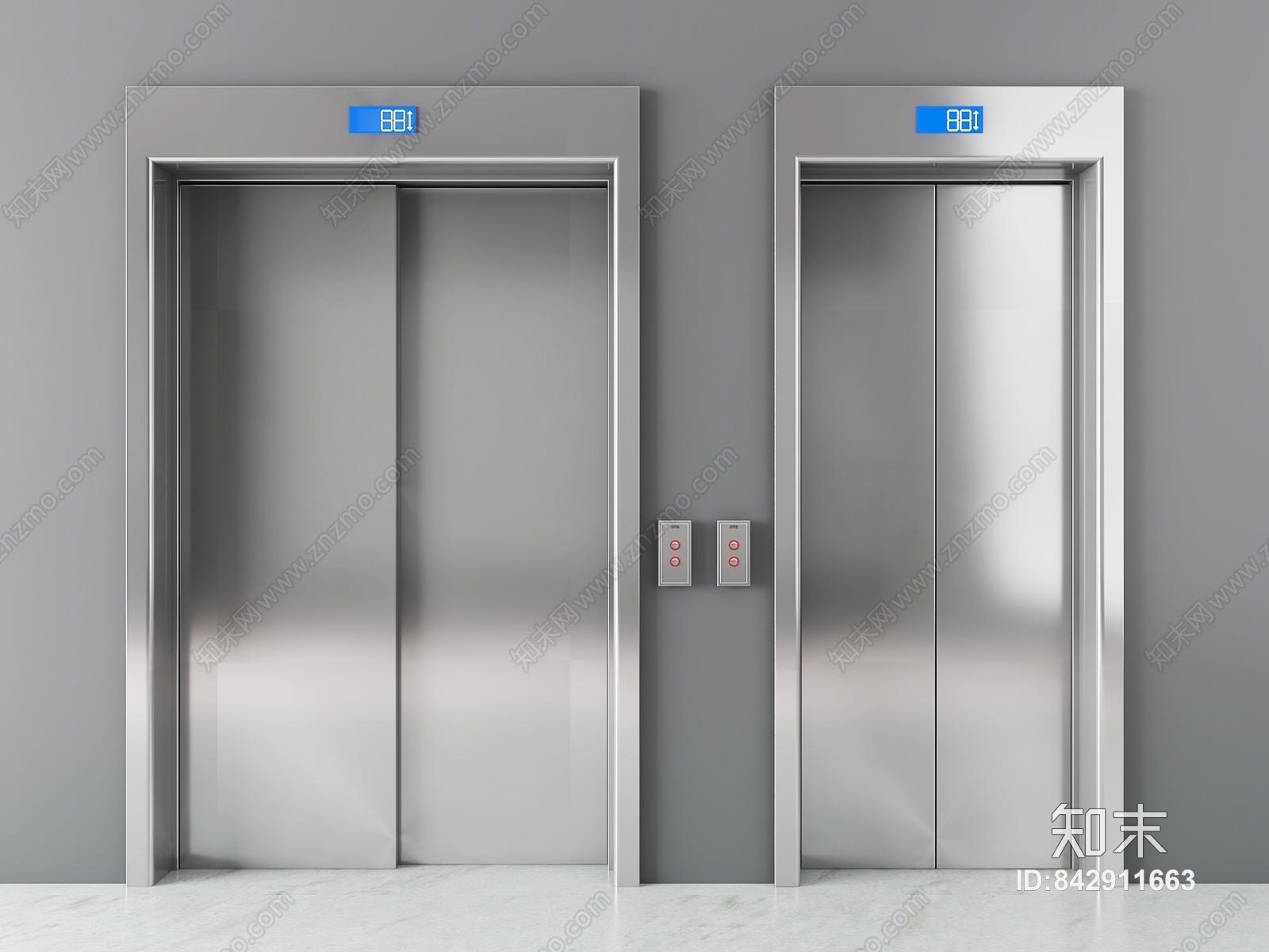 现代电梯间3d模型下载