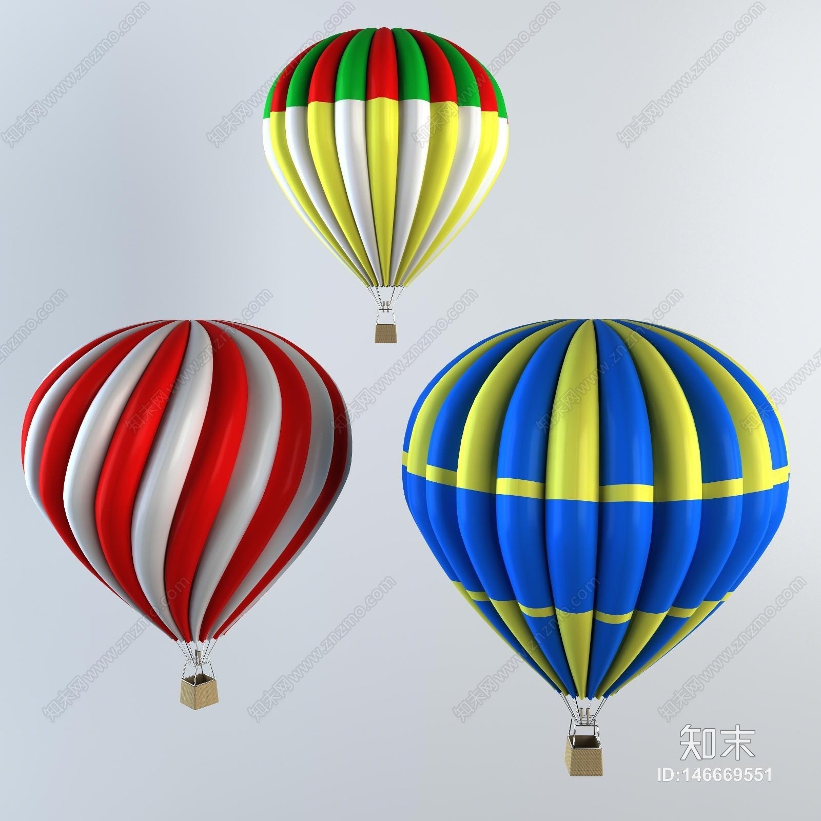 现代观光热气球3d模型下载