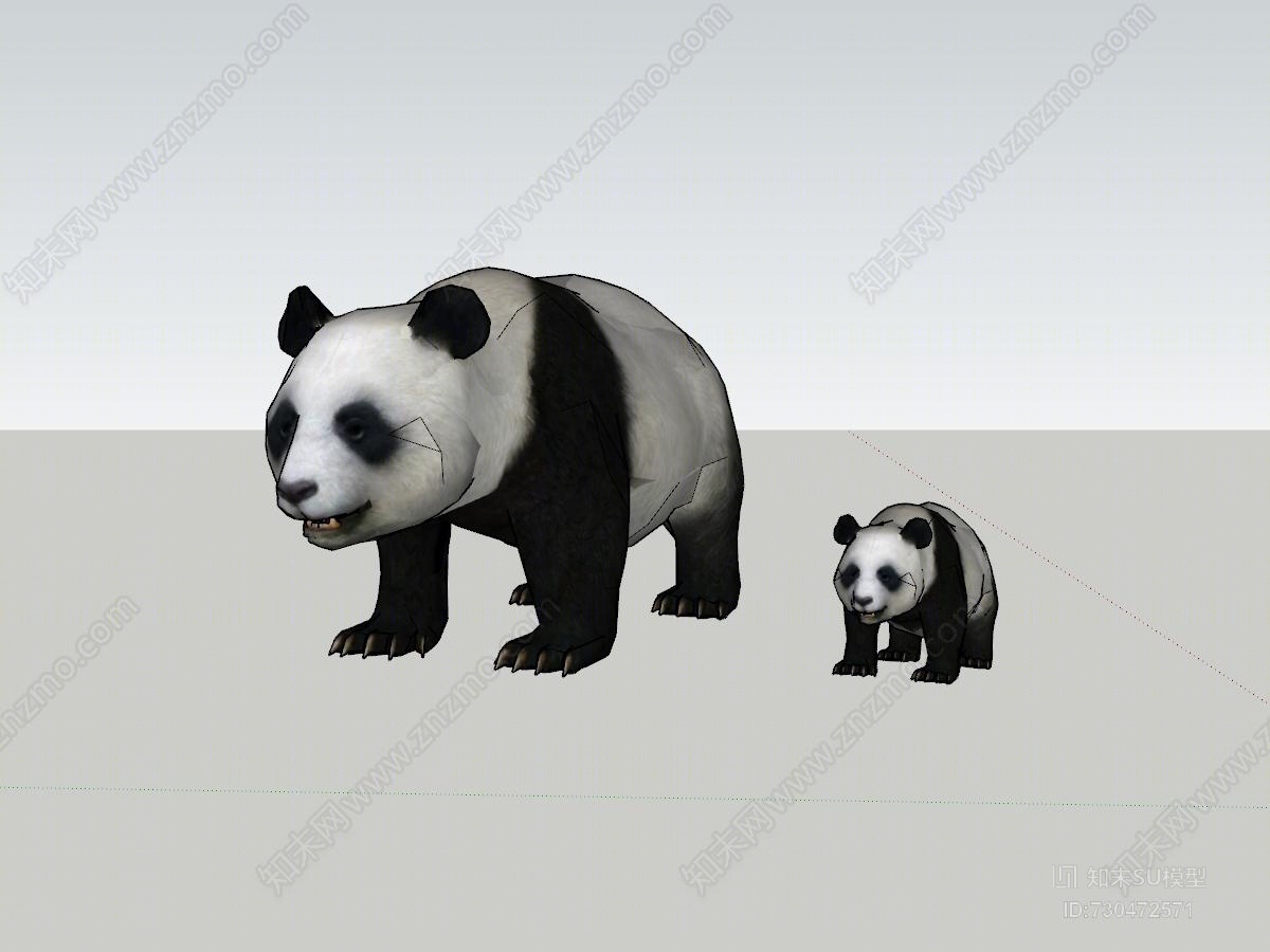 熊猫3d模型【id:730472571】_知末3d模型网