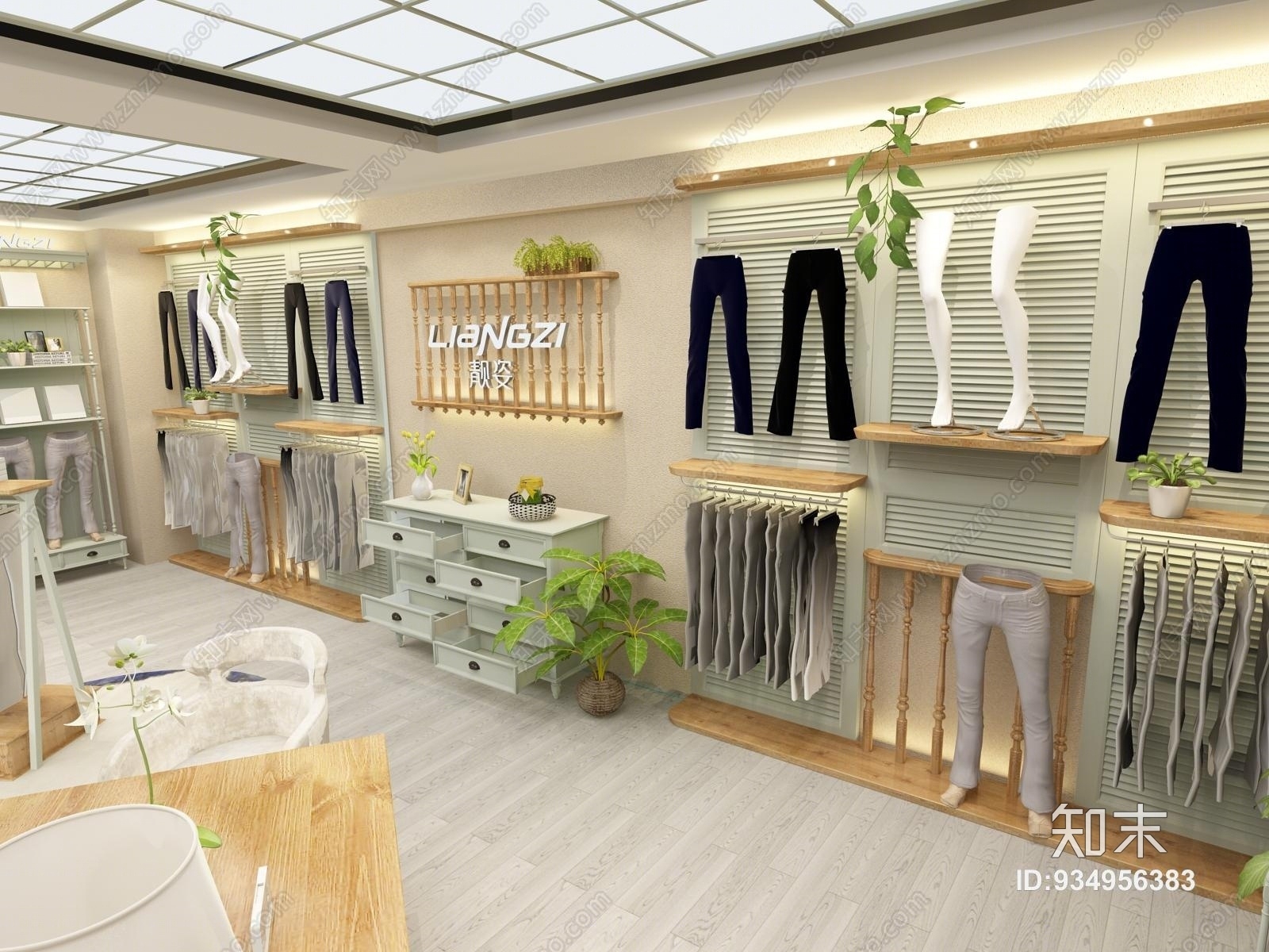 简欧家居服集合展厅3d模型下载