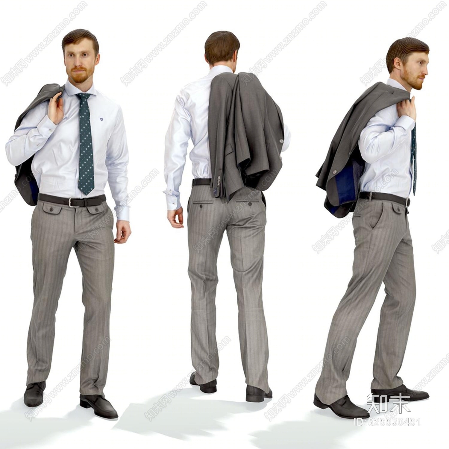 3d模型标签 服装男模特3d模型 现代男人模特商务西装裤子皮鞋领带衬衫