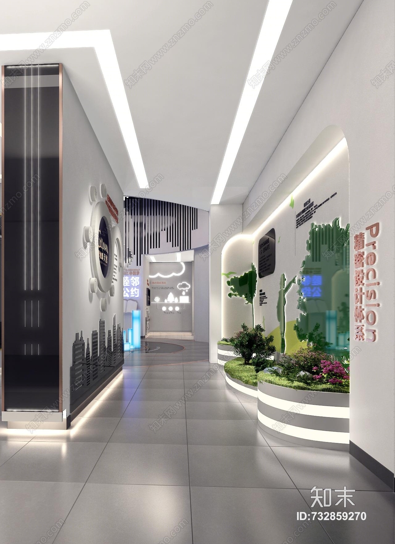 后现代展厅过道3d模型【id:732859270】_知末3d模型网