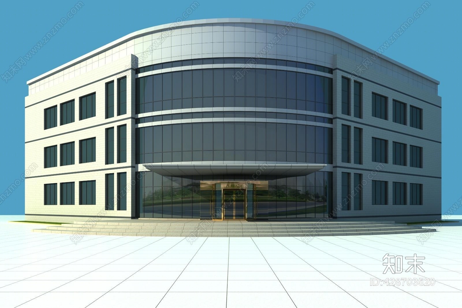现代室外办公楼建筑3d模型下载【id:428703520】