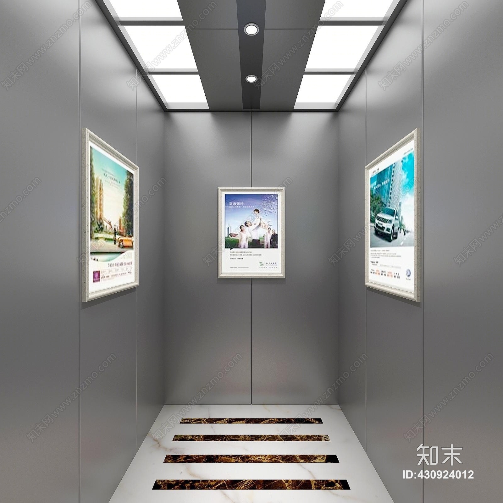 现代电梯轿厢3d模型挂画3d模型下载