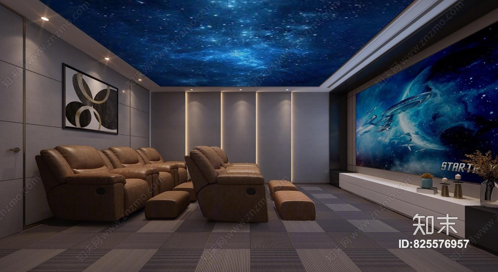 现代地下室影视厅3d模型下载【id:825576957】