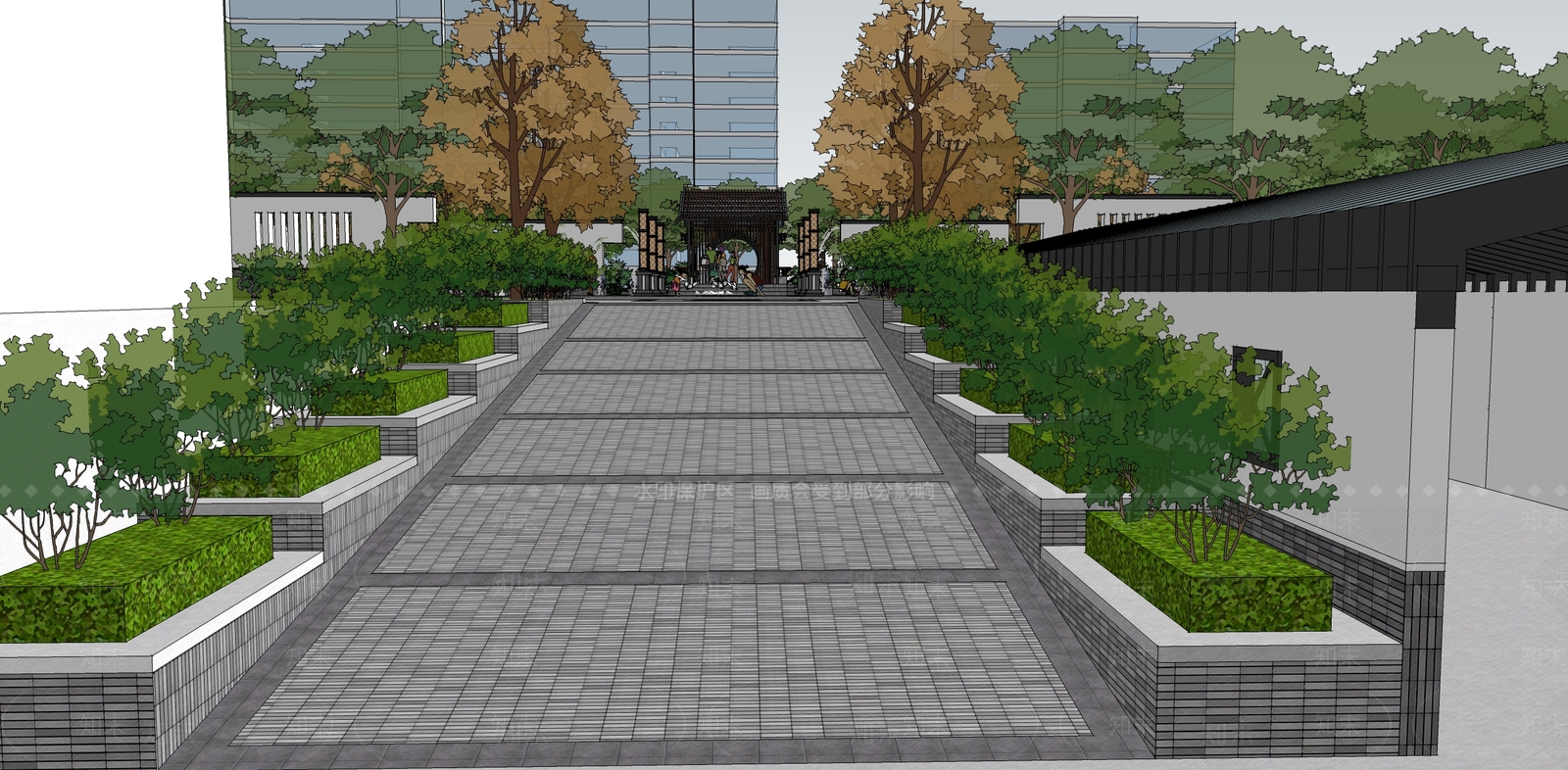 原创中式景观设计su模型下载【ID:532670497