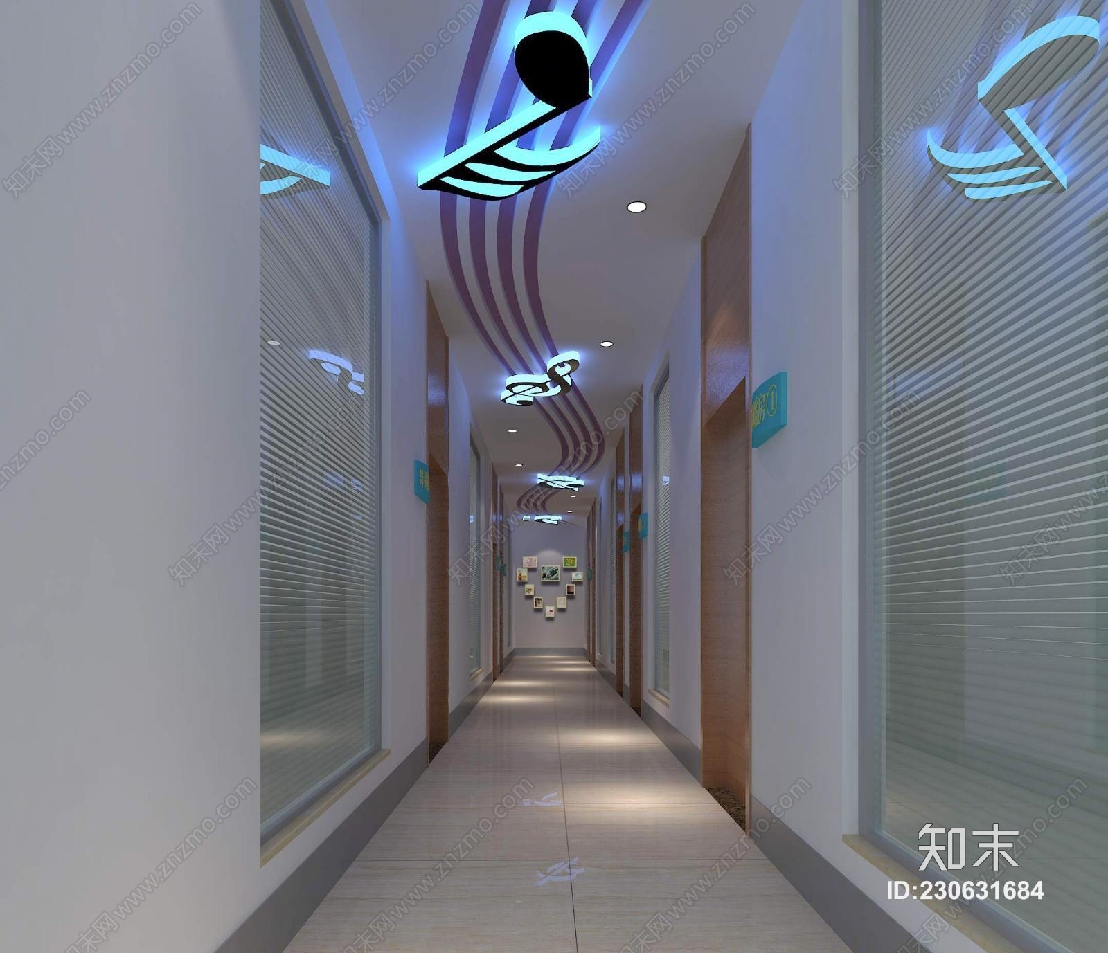 现代音乐学校走廊3D模型【ID:230631684】