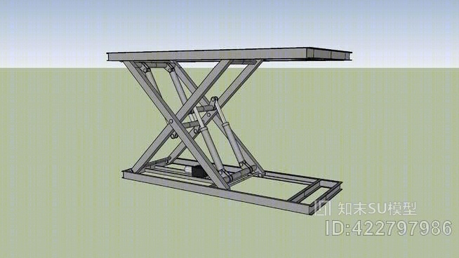 su模型标签 汽车升降台su模型 剪刀式单层轿厢升降机su模型下载【id